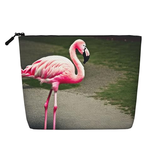 Make-up-Tasche aus künstlichem Hanf mit Weltkarten-Motiv, Reise-Kulturbeutel für Damen, tägliche Aufbewahrung, Geschäftsreisen und mehr, Rosa Flamingo, Einheitsgröße Make-up-Tasche aus künstlichem Hanf mit Weltkarten-Motiv, Reise-Kulturbeutel für Damen, tägliche Aufbewahrung, Geschäftsreisen und mehr, Rosa Flamingo, Einheitsgröße von LLOTPQ