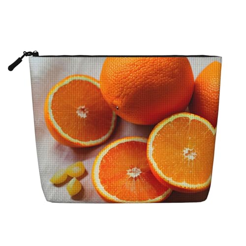 Make-up-Tasche aus künstlichem Hanf mit frischen Orangenfrüchten – Reise-Kulturbeutel für Frauen, tägliche Aufbewahrung, Geschäftsreisen und mehr, Frische Orangenfrucht, Einheitsgröße von LLOTPQ