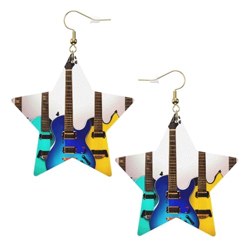 Weiße trendige Leder-Stern-Ohrringe für Damen – leicht, bunt, Gitarren-Druck, baumelnder Schmuck, Partygeschenke und Dekorationen, Einheitsgröße, Leder Weiße trendige Leder-Stern-Ohrringe für Damen – leicht, bunt, Gitarren-Druck, baumelnder Schmuck, Partygeschenke und Dekorationen, Einheitsgröße, Leder von LLOTPQ