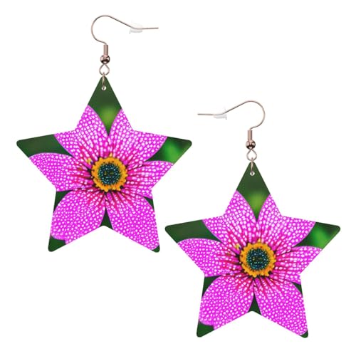 Weiße trendige Leder-Stern-Ohrringe für Damen – leichter gepunkteter rosa Blumendruck, baumelnder Schmuck, Partygeschenke und Dekorationen, Einheitsgröße, Leder Weiße trendige Leder-Stern-Ohrringe für Damen – leichter gepunkteter rosa Blumendruck, baumelnder Schmuck, Partygeschenke und Dekorationen, Einheitsgröße, Leder von LLOTPQ