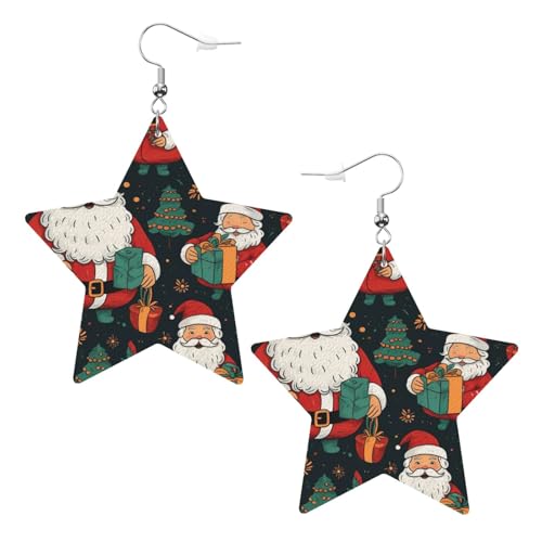 Weiße trendige Leder-Stern-Ohrringe für Frauen – leichter Frohe Weihnachten, baumelnder Schmuck, Partygeschenke und Dekorationen, Einheitsgröße, Leder von LLOTPQ