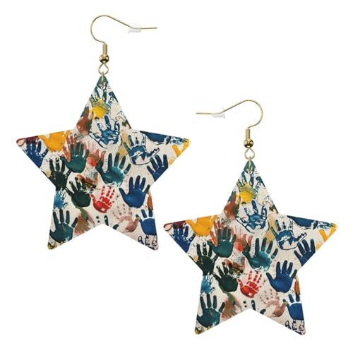 Weiße trendige Leder-Stern-Ohrringe für Frauen – leichter Kinder-Handabdruck, baumelnder Schmuck, Partygeschenke und Dekorationen, Einheitsgröße, Leder Weiße trendige Leder-Stern-Ohrringe für Frauen – leichter Kinder-Handabdruck, baumelnder Schmuck, Partygeschenke und Dekorationen, Einheitsgröße, Leder von LLOTPQ