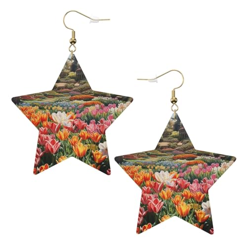 Weiße trendige Leder-Stern-Ohrringe für Frauen – leichter Tulpengarten-Druck, baumelnder Schmuck, Partygeschenke und Dekorationen, Einheitsgröße, Leder Weiße trendige Leder-Stern-Ohrringe für Frauen – leichter Tulpengarten-Druck, baumelnder Schmuck, Partygeschenke und Dekorationen, Einheitsgröße, Leder von LLOTPQ