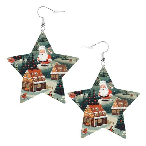 Weiße trendige Leder-Stern-Ohrringe für Frauen – leichter Weihnachtsdorfdruck, baumelnder Schmuck, Partygeschenke und Dekorationen, Einheitsgröße, Leder Weiße trendige Leder-Stern-Ohrringe für Frauen – leichter Weihnachtsdorfdruck, baumelnder Schmuck, Partygeschenke und Dekorationen, Einheitsgröße, Leder von LLOTPQ