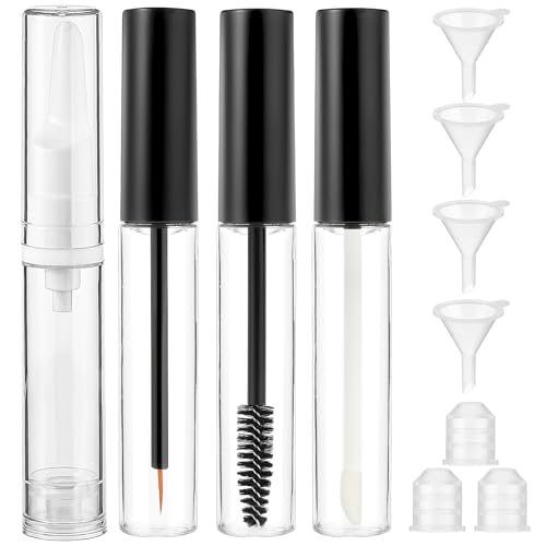 11 Stück Leere Mascara Flasche, Mascara-Bürste mit Behälter Nachfüllbare Lipgloss Behälter Tuben Mascara Tube Leer mit Transfer-Trichter für Reisen Beauty-Shops Wimperntusche Lipgloss-Füllstoff von LLOUSSAK