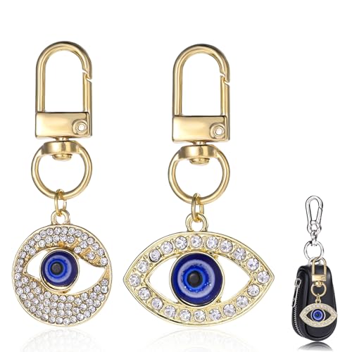 LLOUSSAK 2 Stück Evil Eye Keychain,Blaue Augen Schlüssel Anhänger,Evil Eye Glück Dekoration für Dekoration,Geschenk von LLOUSSAK
