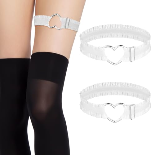LLOUSSAK 2 Stück Spitze Herzförmige Oberschenkel Strumpfband, Verstellbare Polyester Heart Garters, Weiß Color Strumpfbänder für Damen, Partys, Feste LLOUSSAK 2 Stück Spitze Herzförmige Oberschenkel Strumpfband, Verstellbare Polyester Heart Garters, Weiß Color Strumpfbänder für Damen, Partys, Feste von LLOUSSAK