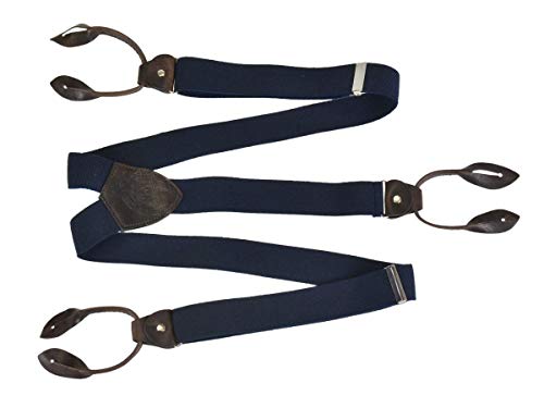 Lloyd Hosenträger marine dunkelblau Y Form Holländer 120cm 35mm Lederrückenteil und Laschen mit Knöpfen zum Anclippen von LLOYD Men´s Belts