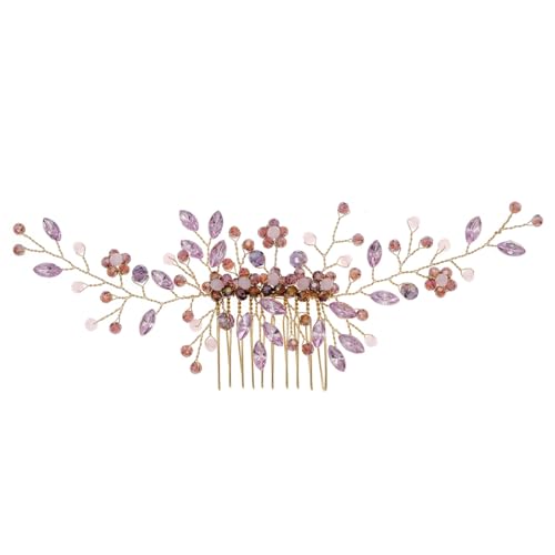 LLSME Braut Hochzeit Kristall Haarkamm, Handgemachte Bunte Strass Haarspangen Braut Kopfschmuck Sparkly Kristall Haarnadel Seitenkämme Haarschmuck für Frauen Mädchen (Typ C) von LLSME