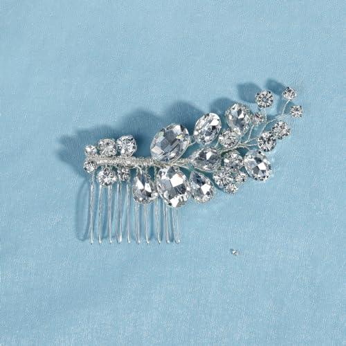LLSME Brautschmuck Hochzeit Kristall Haarkamm Handgemachte weiße Strass Haarspangen Braut Kopfschmuck funkelnde Kristall Haarnadel Seitenkämme Haarschmuck für Frauen Mädchen (Typ D) von LLSME
