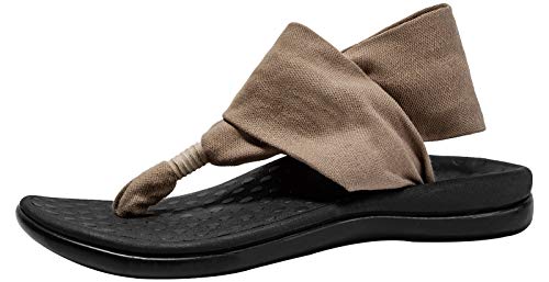 Damen Plantarfasziitis Füße Yoga Sling Sandale Arch Support Orthesen Flip Flops Lindern Plattfüße, hohes Fußgewölbe, Fußschmerzen, Hell / naturfarben, 43 EU von LLSOARSS