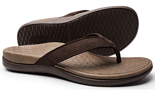 LLSOARSS Plantarfasziitis-Fuß-Sandale mit Fußgewölbeunterstützung, beste orthopädische Flip-Flops für Plattfüße, Fersenschmerzen, für Damen, Braun, 37 EU von LLSOARSS