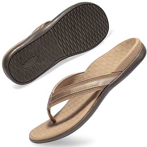 LLSOARSS Plantarfasziitis-Fuß-Sandale mit Fußgewölbeunterstützung, beste orthopädische Flip-Flops für Plattfüße, Fersenschmerzen, für Damen, Roségold, 39.5 EU von LLSOARSS