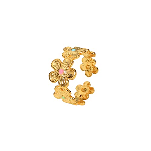 LLYANZ Vergoldeter Edelstahl-Ring, Punk, beliebt, bunt, Emaille, Öl-Tropfring für Damen, modischer Charm, geometrischer Fingerring für Paare, Schmuck, Edelstahl, Edelstein Na LLYANZ Vergoldeter Edelstahl-Ring, Punk, beliebt, bunt, Emaille, Öl-Tropfring für Damen, modischer Charm, geometrischer Fingerring für Paare, Schmuck, Edelstahl, Edelstein Na von LLYANZ