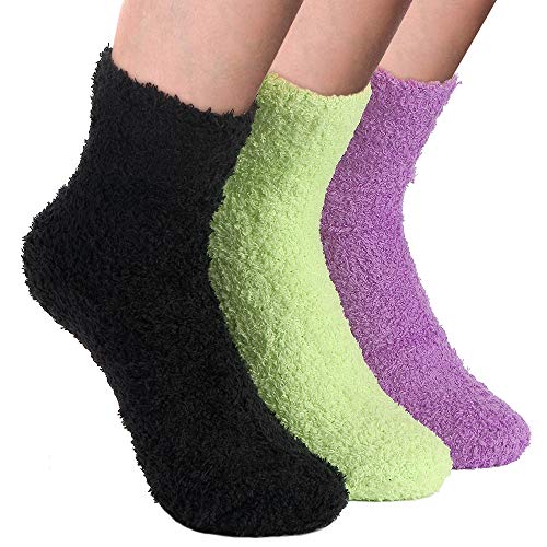 LLZ.COQUE 3 Paar Kuschelsocken Damen flauschige Socken Mädchen Korallenfleece Plüschsocken Warme Dicke Haussocken Frau Winter-/Weihnachtssocken von LLZ.COQUE