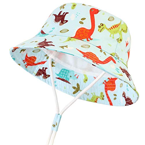 LLZ.COQUE Baby Kids Sonnenhut Dinosaurier Fischerhut Süße Dinosaurier Weiche 100% Baumwolle Sommerhut mit verstellbarem Kinnriemen Dinosaurier von LLZ.COQUE