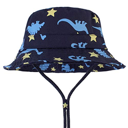 LLZ.COQUE Baby Kids Sonnenhut Dinosaurier Fischerhut Süße Dinosaurier Weiche 100% Baumwolle Sommerhut mit verstellbarem Kinnriemen kleine Dinosa von LLZ.COQUE