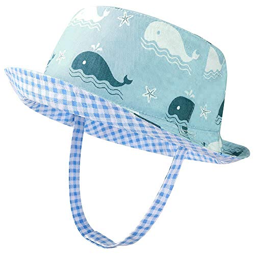 LLZ.COQUE Baby Kleinkinder Fischerhut Strandhut Sommerhut Sonnenschutz Kappe Mütze Blau 50cm von LLZ.COQUE