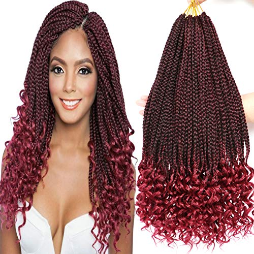 7 Packungen/Lot Crochet Braids Box Braids Goddess Box Braids Crochet Hair with Curly Ends 3S Wavy Crochet Braids Crochet Hair Extensions for Black Women (45,7 cm #T-Bug) von LLZBEAUTYHair