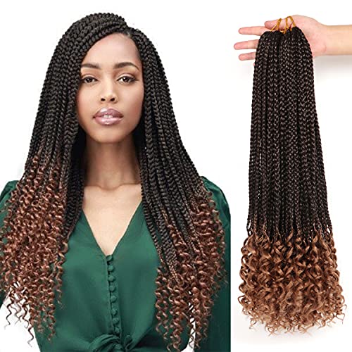 7 Packungen/Lot Crochet Braids Box Braids Goddess Box Braids Crochet Hair with Curly Ends Braiding Hair Extension Crochet Hair Extensions for Black Women (45,7 cm #T-27) von LLZBEAUTYHair