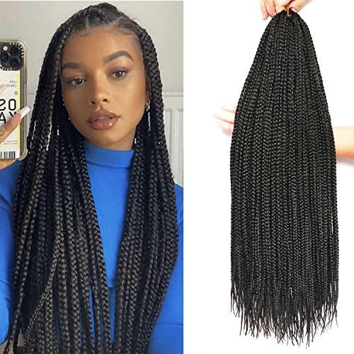 7 Packungen Häkelzöpfe, Strähnen, Echthaar, Strähnen für afrikanische Zöpfe, schwarze Perücke, Damen, natürliche Perücke, afrikanischer Zopf, Damen (#1B, 55,88 cm (7)) von LLZBEAUTYHair