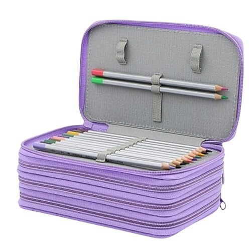 LLaviD Mäpchen 72 Loch Stiftbeutel Malerei Stationery Box Feste Farbe Quadratische Skizze Farbdurchfüllstifte Gehäuse-lila von LLaviD