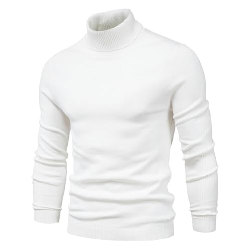 LLaviD Pullover Herren Winter Männer Rollkragen Pullover Casual Einfarbige Warme Pullover Slim High Neck Langarm Pullover Männer-beige-l von LLaviD