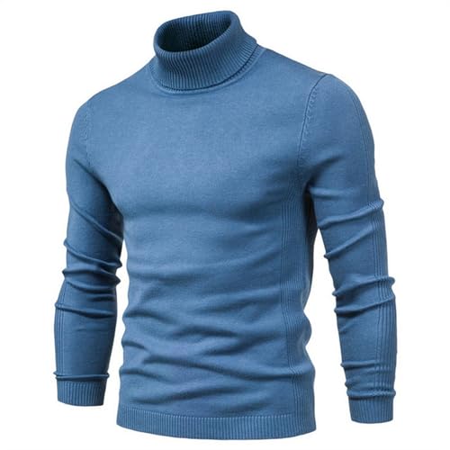 LLaviD Pullover Herren Winter Männer Rollkragen Pullover Casual Einfarbige Warme Pullover Slim High Neck Langarm Pullover Männer-flog Blau-m von LLaviD