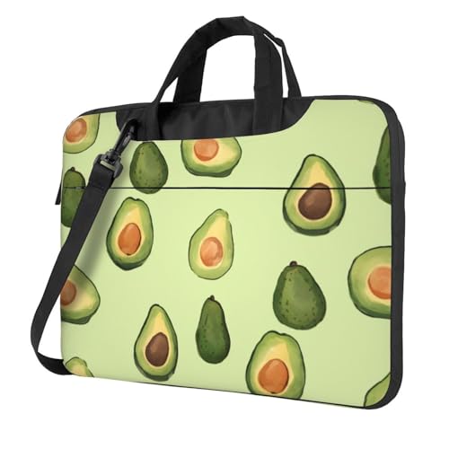 Laptoptasche für Damen und Herren, Avocado-Muster, bedruckt, Laptop-Umhängetasche, Laptop-Aktentasche, Laptop-Tragetasche, Schwarz , 14 inch von LLaviD