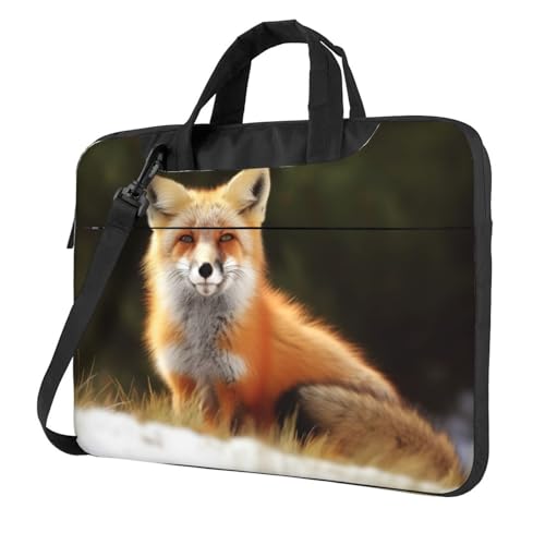 Laptoptasche für Damen und Herren, lustiger Fuchs-Druck, Laptop-Umhängetasche, Laptop-Aktentasche, Laptop-Tragetasche, Schwarz , 15.6 inch von LLaviD