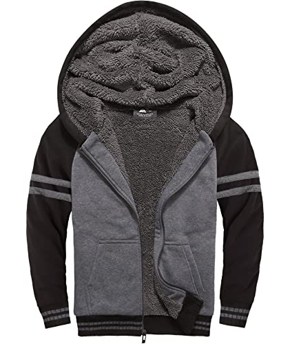 LLdress Fleecejacke Jungen Kapuzenpullover Mit Zipper Kinder Hoodie Warm Kapuzenjacke Causal Winter Ourdoor Sweatjacke Mit Fleecefutter Hooded Jacken für Junge(M-DunkelGrau) von LLdress