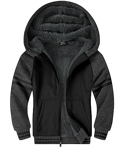 LLdress Fleecejacke Jungen Kapuzenpullover Mit Zipper Kinder Hoodie Warm Kapuzenjacke Causal Winter Ourdoor Sweatjacke Mit Fleecefutter Hooded Jacken für Junge von LLdress
