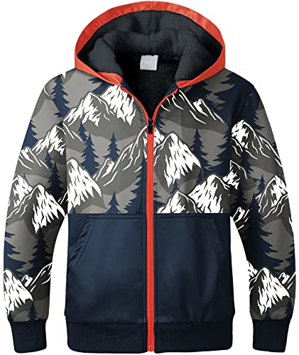 LLdress Fleecejacke Jungen Kapuzenpullover Mit Zipper Kinder Hoodie Warm Kapuzenjacke Causal Winter Ourdoor Sweatjacke Mit Fleecefutter Hooded Jacket Pullover(L-Gletscher) von LLdress