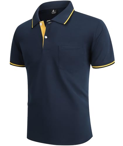 LLdress Herren Kurzarm Poloshirt Atmungsaktiv Schnelltrocknend Tshirt Freizeit Sport Sommer Poloshirts Männer Knopfleiste Polohemd von LLdress