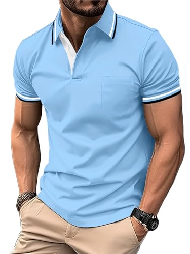 LLdress Herren Kurzarm Poloshirt Atmungsaktiv Schnelltrocknend Tshirt Freizeit Sport Sommer Poloshirts Männer Knopfleiste Polohemd von LLdress
