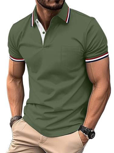 LLdress Herren Kurzarm Poloshirt Atmungsaktiv Schnelltrocknend Tshirt Freizeit Sport Sommer Poloshirts Männer Knopfleiste Polohemd von LLdress