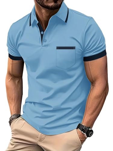 LLdress Herren Kurzarm Poloshirt Atmungsaktiv Schnelltrocknend Tshirt Freizeit Sport Sommer Poloshirts Männer Knopfleiste Polohemd von LLdress