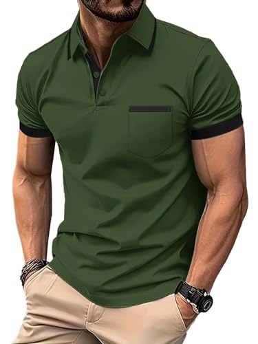 LLdress Herren Kurzarm Poloshirt Atmungsaktiv Schnelltrocknend Tshirt Freizeit Sport Sommer Poloshirts Männer Knopfleiste Polohemd von LLdress