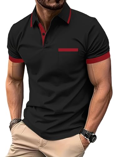 LLdress Herren Kurzarm Poloshirt Atmungsaktiv Schnelltrocknend Tshirt Freizeit Sport Sommer Poloshirts Männer Knopfleiste Polohemd von LLdress