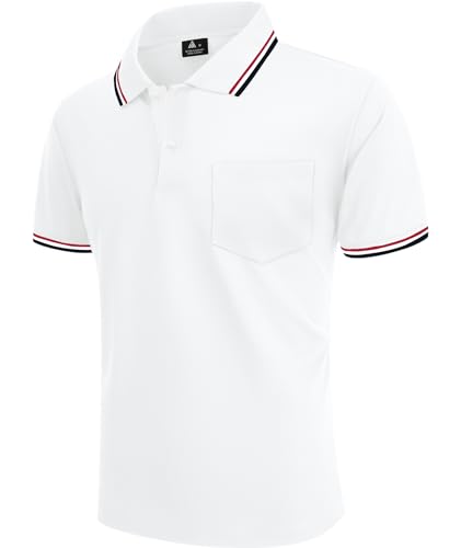 LLdress Herren Poloshirt Kurzarm Atmungsaktiv Golf Tennis Polo Sommer Freizeit Sport Schnelltrocknend T-Shirts Männer Regular Fit Weiß XL von LLdress