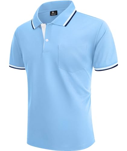 LLdress Herren Kurzarm Poloshirt Atmungsaktiv Schnelltrocknend Tshirt Freizeit Sport Sommer Poloshirts Männer Knopfleiste Polohemd von LLdress