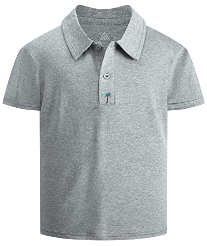 LLdress Jungen Poloshirts Kurzarm Kinder Golf Polo Hemd Atmungsaktives Schnelltrocknend Tshirt Regular Fit Polos(Hellgrau-M) von LLdress