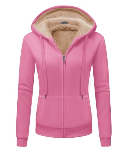 LLdress Sweatjacke Damen Fleecejacke mit Kapuze Hoodie für Frau Basic Kapuzenjacke mit Reißverschluss Winterjacke Kapuzenpullover Causal Plüschjack für Outdoor Jacket Fleecepullover von LLdress