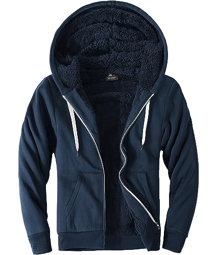 LLdress Sweatjacke Herren Winter Hoodie warm Kapuzenjacke Fleece gefüttert Freizeit Jacke mit Reißverschluss von LLdress