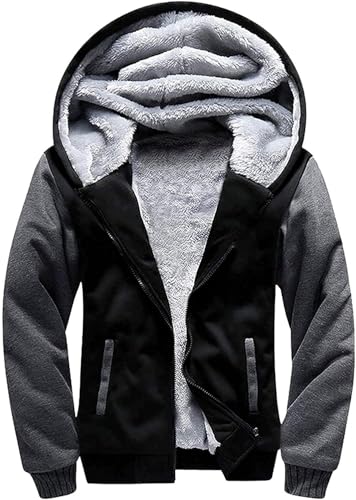 LLdress Fleecejacke Jungen Kapuzenpullover Mit Zipper Kinder Hoodie Warm Kapuzenjacke Causal Winter Ourdoor Sweatjacke Mit Fleecefutter Hooded Jacken für Junge(Grau Schwarz-M) von LLdress