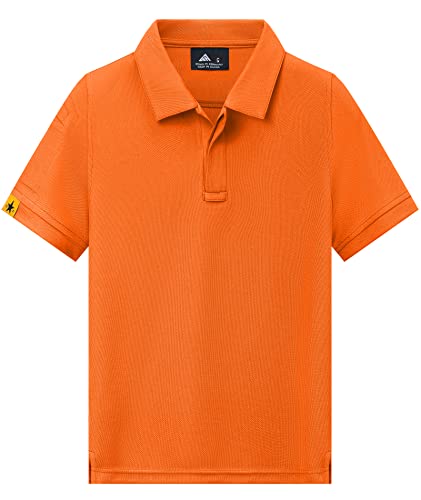 LLdress Poloshirt fürJungen Kurzarm Teenager Polo Shirts mit Knopfleiste Funktions Jungen Polohemd Kinder Sport T-Shirts(L-Orange) von LLdress