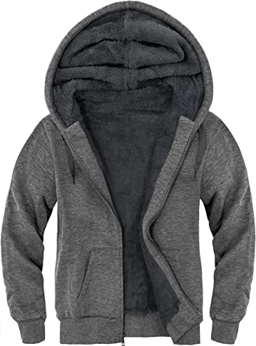 LLdress Sweatjacke Herren Winter Hoodie warm Kapuzenjacke Fleece gefüttert Freizeit Jacke mit Reißverschluss von LLdress