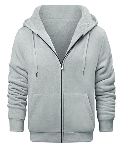 LLdress Sweatjacke Herren Winter Hoodie warm Kapuzenjacke Fleece gefüttert Freizeit Jacke mit Reißverschluss von LLdress