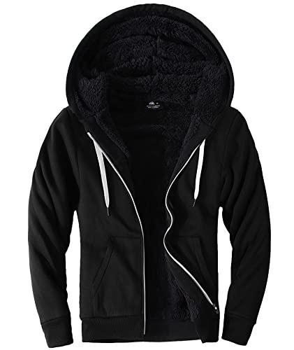LLdress Sweatjacke Herren Winter Hoodie warm Kapuzenjacke Fleece gefüttert Freizeit Jacke mit Reißverschluss von LLdress