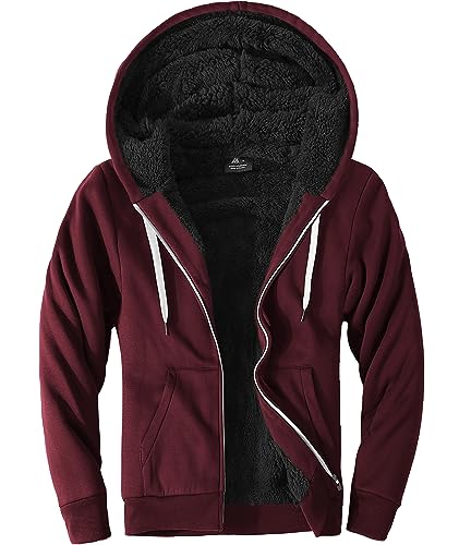 LLdress Sweatjacke Herren Winter Hoodie warm Kapuzenjacke Fleece gefüttert Freizeit Jacke mit Reißverschluss von LLdress